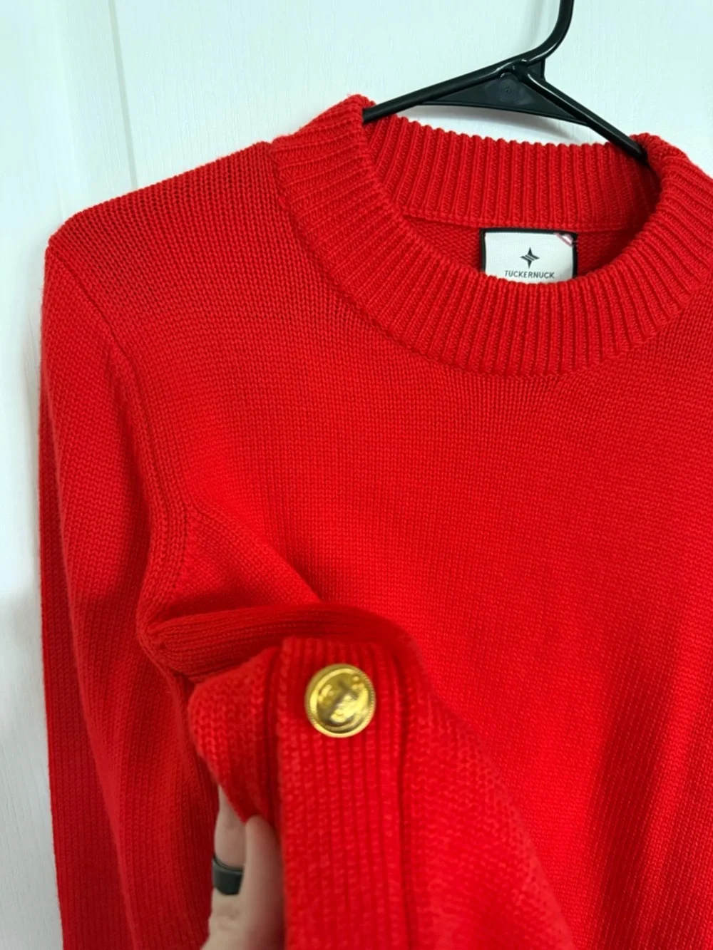 Tuckernuck Bexley Wool Crew Sweater in Poppy Red - Picture 7 of 8